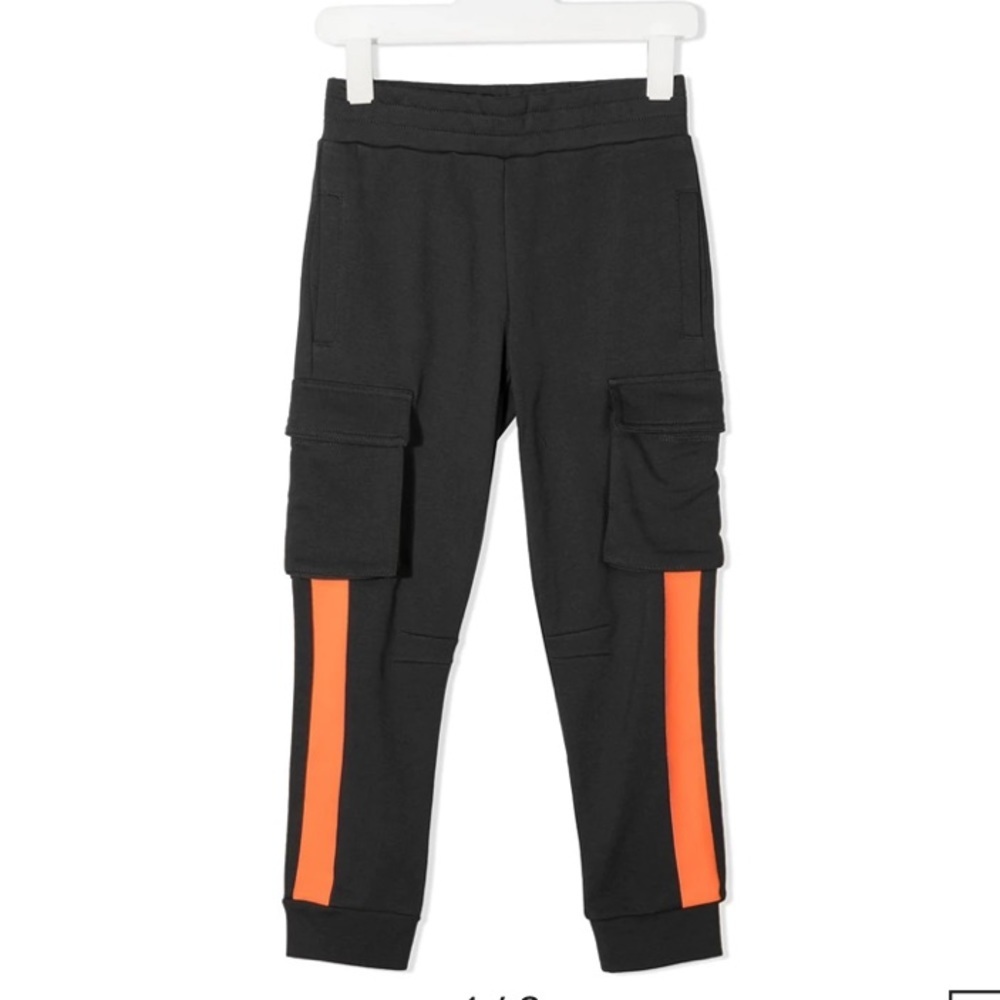 STELLA MCCARTNEY Kids' Contrast Appliquées Sweatpants In Grey and orange